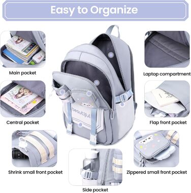 Дитячий рюкзак IvyH для дівчаток – велика місткість, водонепроникний, ідеальний для школи (блакитний)