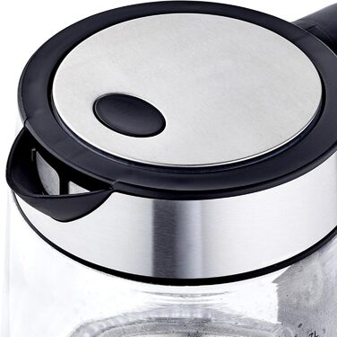 Amazon Basics Electric Glass Kettle, 1.7 L, 2200 W, Black, Silver
