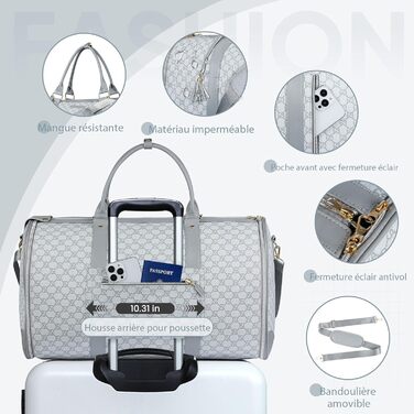 Сумка-трансформер для подорожей 50 л, 2-в-1 з водонепроникним відділенням для взуття та системою проти зминання – ідеальна для ділових поїздок та відпочинку (Сірий)