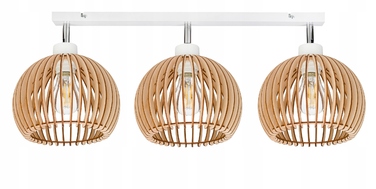 Стеля люстра-плафон у стилі LOFT, рухома, з кулястим плафоном 36 см, дерево, на 3 лампи E27