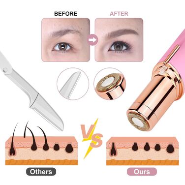 Електричний прилад для видалення волосся з обличчя URAQT для жінок, USB, безболісний тример для обличчя, тіла, губ та підборіддя, з LED-підсвічуванням, рожеве золото