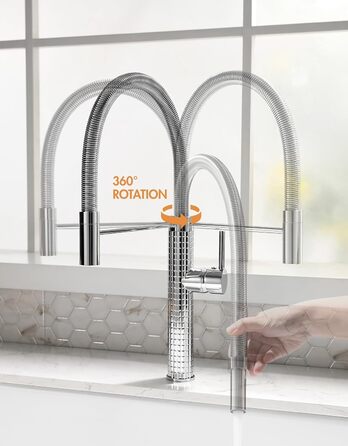 Висувна кухонна змішувач TIMACO з нержавіючої сталі, 360° поворот, одноручний, для кухонної мийки (хром)