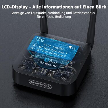 Bluetooth 5.3 трансмітер для ТБ 1Mii B06TX+ з дисплеєм та підтримкою Dual Link