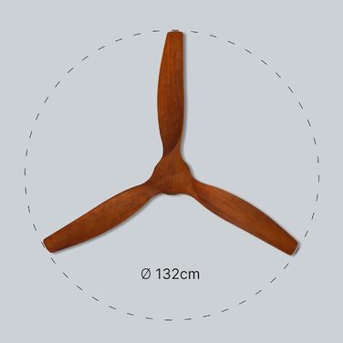 Вентилятор стельовий Ufesa, 40W, 6 швидкостей, тихий, 3 дерев'яних лопаті 132см, літо-зима, таймер 8год, пульт, чорний/темне дерево, без світла