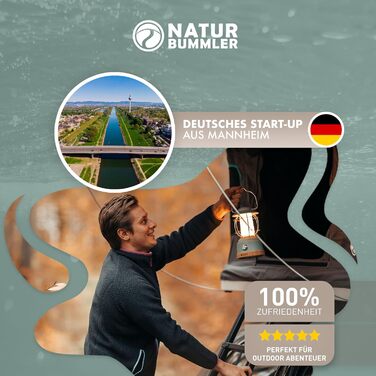 Naturbummler® Camping Lamp [Up to 200h of Brightness & Waterproof] Rechargeable, incl. Power Bank, infinitely dimmable, 5200mAh, outdoor lamp, camping, survival, LED light, battery lamp, lantern, SOS