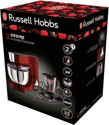Кухонна машина Russell Hobbs Multi стаціонарний блендер, 1.5 л, червоний Desire, 23480-56