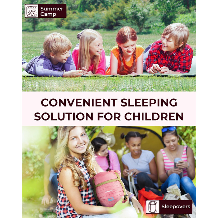 Ohuhu Lightweight Sleeping Bag - Compact & Ultralight (900g) Summer Sleeping Bag for Camping, Travel, Festivals (Pink)