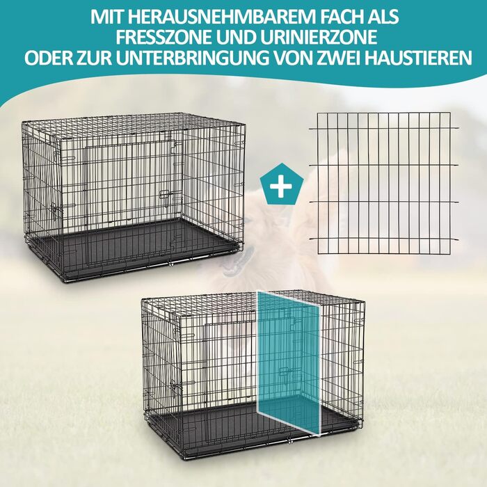 Клітка для собак Defacto: переноска, транспортний бокс, розмір M (61x43x51 см), чорний метал, з піддоном
