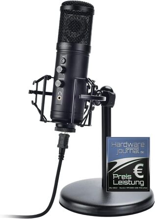 USB мікрофон DOCKIN® MP2000 для ПК, геймінгу, подкастів та стрімінгу - мікрофон з USB для запису звуку з важким штативом. Якість звуку 130dB.