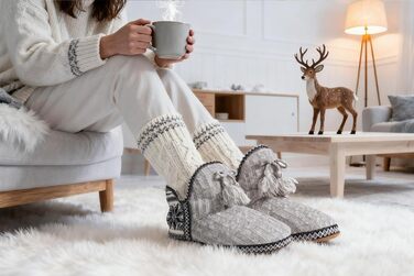 Тапочки халатні жіночі COFACE Lammfell, теплі, з м'якої вовни, сірі, 37/38 EU