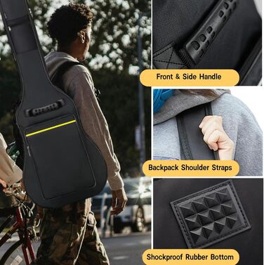 Чохол для акустичної гітари GIGKOUKI, 41 дюйм, водонепроникний, з регульованим реміннем