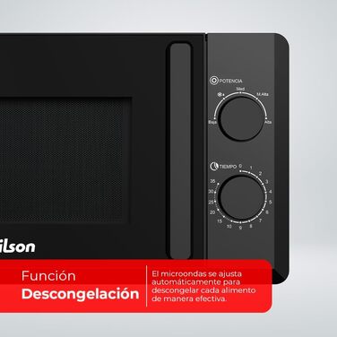 Мікрохвильова піч Nilson 20 літрів, чорний кришталь, NMW2700N, 700W, 5 програм, функція розморожування