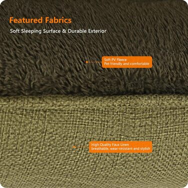 HMTOPE Dog Bed, Dog Sofa, Dog Cushion, Dog Basket, Removable and Washable, 110 x 86 x 26 cm (L 110 x W 86 x H 26 cm, Olive Green)