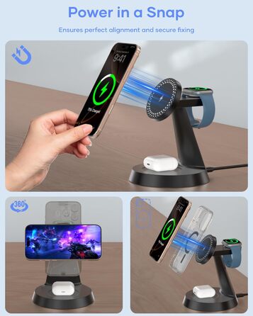 3-в-1 Індукційна Зарядка для iPhone, AirPods та Apple Watch (15W, чорний)