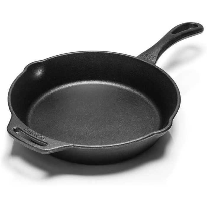 Petromax Frying Pan with Handle - Frying pan made of cast iron suitable for all types of grills and stovetops, gas flames, ovens, or outdoor cooking - Searing, simmering, and roasting with a non-stick effect - Diameter (25 cm)