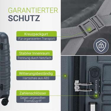 Набір валіз Juskys® Hartschale 4 шт. - з кодовим замком, тихі колеса 360°, телескопічна ручка, легкий, колір антрацит