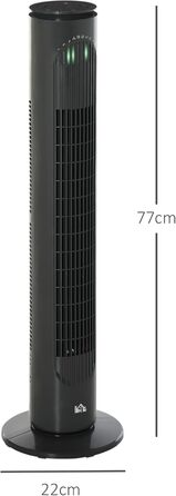 Вентилятор колонний HOMCOM 45 Вт з пультом, таймером, 3 режимами, 3 швидкостями, поворотний, тихий, темно-сірий