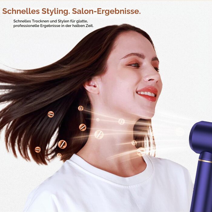 Мультистайлер для волосся 6 в 1 UKLISS Air Styler Set з дифузором, фен-щітка та вирівнювач для волосся, 1000 Вт, LCD-дисплей, Gold Blau
