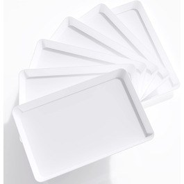 Сервірувальне піднос Lifewit з пластику, 36.7 x 2 см, великий набір, BPA-free, багаторазовий, для буфетів, свят, пікніків, сніданків та закусок, білий (6)