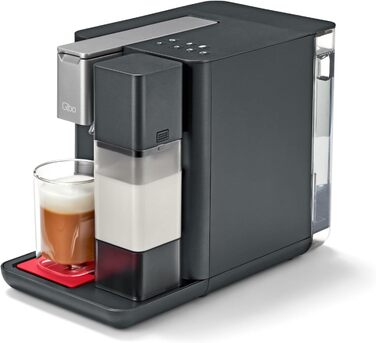 Tchibo Qbo MILK MASTER Premium Capsule Machine for Cappuccino, Espresso, Caffè Crema, Caffè Grande, Milk Foam at the touch of a button with a removable 300ml milk tank, with automatic shut-off, Lipstick Red