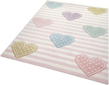 Dreamy Rug Children's Rug Hearts Children's Room Rug Girl in Pink, Purple, Green Size 80x150 cm