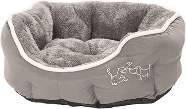 Кругле ліжко для собак та котів Dehner Lieblinge Sammy, 57x52x14 см, поліестер, сірий колір