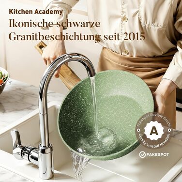 Набір посуду Kitchen Academy для індукційних плит, 17 предметів, антипригарне покриття, зелений