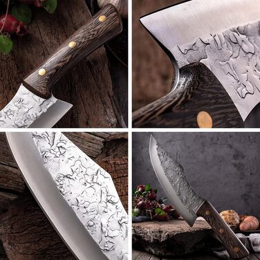 2-Piece Chef Knife Set, Kitchen Knives with Leather Sheath - Hand-Forged Chef Knives, Perfect for Slicing, Japanese Sharp Knife for Home (2 Pieces)
