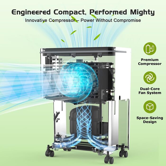 Електричний осушувач повітря COLAZE 20л/24г, для дому, підвалу, квартири, вітальні. Тиха робота, осушувач повітря для приміщень до 150м³ (50м²).
