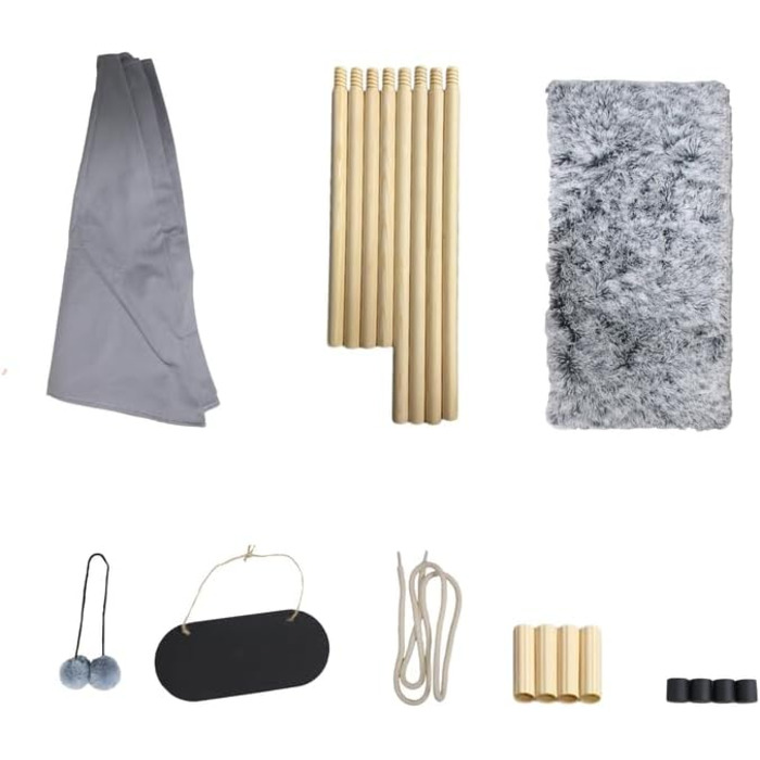 Зручне собаче намет Tipi з плюшевим матрацом, 50x50x60 см, темно-сірий