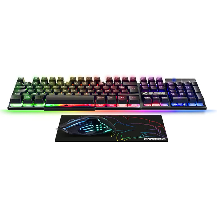 Ігровий комплект Empire Gaming Armor RF800: Клавіатура та миша бездротові AZERTY (французька розкладка) RGB з килимком для миші. Підтримка PC, PS4, PS5, Xbox One/Series, Mac. Білий (MK800)