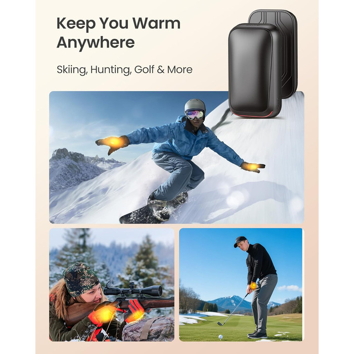 Електричний грілка для рук Gaiatop 2 шт. з магнітом, USB, багаторазовий, швидкий нагрів, 3 рівні, компактний, подарунок для чоловіків та жінок, чорний