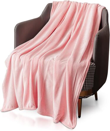 Плед KEPLIN з фланелі, великий накид, ковдра, м'який, затишний та пухнастий, з мікрофібри, для ліжка та ковдри, ідеальний для дорослих та дитячих кімнат (150 x Queen, персиковий)