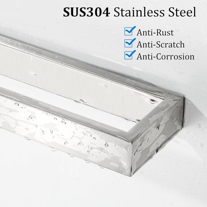 Тримач для рушників SAYAYO без свердління, нержавіюча сталь, 40 см, для ванної та кухні