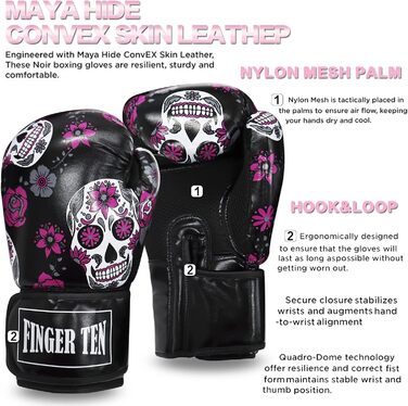 Боксерські рукавички для жінок, бокс, кікбоксинг, 8-16 oz, чорні. Ідеальні для тренувань, спарингу, MMA та роботи з мішком.