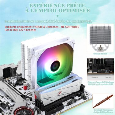 AssassinX120 SE White ARGB CPU-кулер: 4 heatpipes, тиха система охолодження, сумісний з AMD AM4/AM5 та Intel 1700/1150/1151/1200