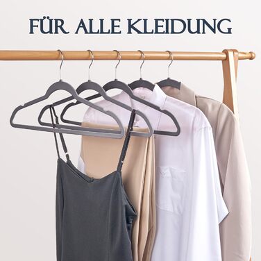 Плечики для одягу з велюру, 20 шт. - Плечики для економії місця, неслизькі, міцні, 360° обертання - для сорочок, костюмів, светрів, штанів