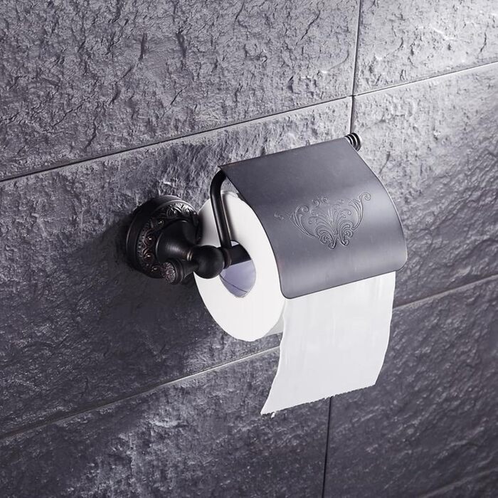 Тримач туалетного паперу вінтажний з латуні з кришкою, настінний, для ванної кімнати, бронзовий (олійна обробка)