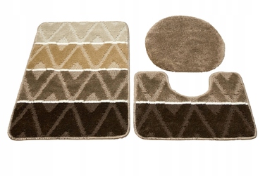 Набір антиковзаних килимків у ванну PALMA (3 шт.) з ромбами, бежево-коричневий