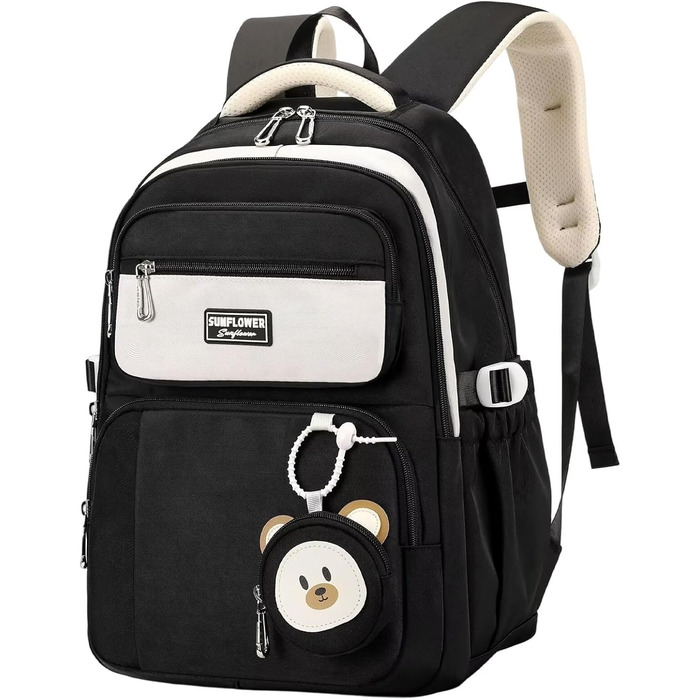 Шкільний рюкзак для підлітків (дівчаток та хлопців) - водонепроникний, великий, для школи та подорожей (чорний)