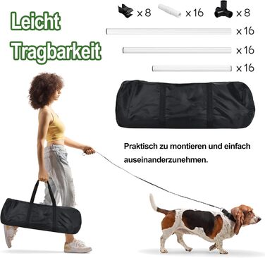 Набір для аджиліті для собак Grün 4X: набір шлагбаумів, регульована висота, 104x70x101 см