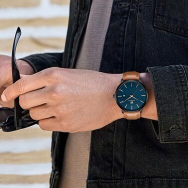 Чоловічий годинник CHEETAH Minimalistische, аналоговий кварц, водостійкий 3 ATM, з шкіряним ремінцем, з датою, спортивний годинник для молоді, коричневий/чорний/синій