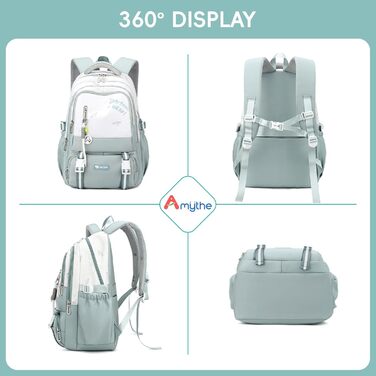 Шкільний рюкзак для підлітка, 36L, для дівчаток 3-9 клас, великий стильний рюкзак для ноутбука 16 дюймів, повсякденний, сумісний з візком (світло-блакитний)