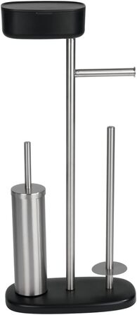 Набір для туалету WENKO Rivazza: тримач туалетного паперу з полицею, тримач для щітки, тримач для запасних рулонів, нержавіюча сталь, білий (чорний)