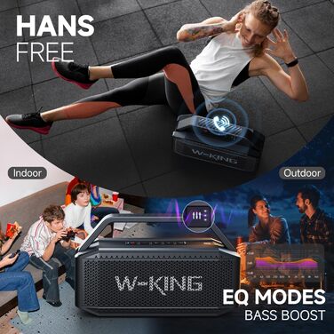 W-KING Bluetooth Колонка 100W (Пікова потужність) - Портативна Колонка з Глибоким Басом, Power Bank, TF/AUX, EQ, IPX6, 40 годин роботи