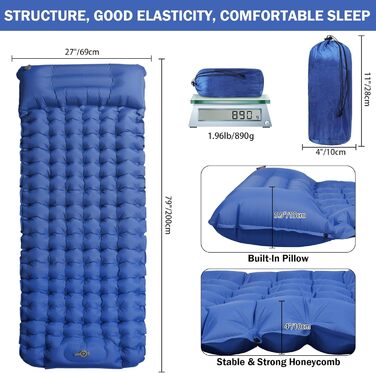 Каремат самонадувний Zhiwei Isomatte для кемпінгу та відпочинку на природі. Ultraleicht, товстий, з помпою та подушкою. Підходить для намету, трекінгу, пляжу, подорожей та хати.