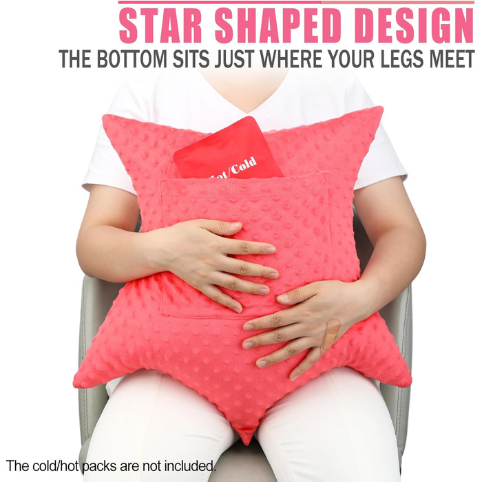 Star-shaped Hysterectomy Pillow for Abdominal Surgery with 2 Pockets, Hysterectomy Pillow Must-Have Recovery Gift Post-operative Tummy Tuck Abdominal Pillow Minky Dot Red