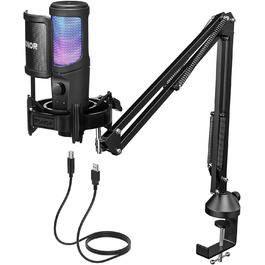 TONOR Мікрофон USB з великою мембраною TC40S, Комплект для ПК, Подкасти, Стрими, Запис, Студія, YouTube, Ігри