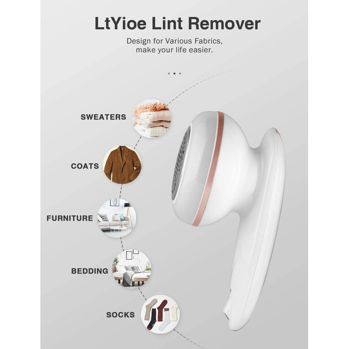 Електричний видальник для одягу Fusselschneider з кабелем, подвійним захистом, безпечним замиканням та щіткою для чищення різних тканин (Рожевий)