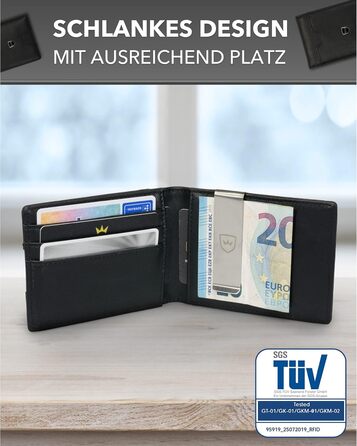 Kronenschein® Slim Wallet with Coin Pocket & RFID Protection | Wallet for Men & Women Small | Cardholder with Money Clip | Mini Wallet | Card Case | Card Wallet | Credit Card Holder
